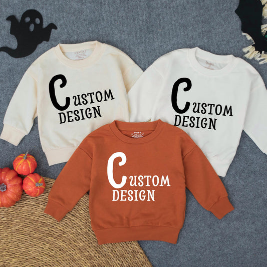 Custom Design Toddler Sweatshirt with Bold Lettering Black & White or Rust Options