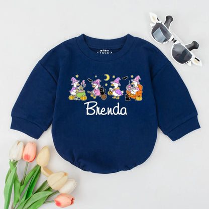Custom Halloween Goose Romper Brenda Retro Witchy Baby Outfit Spooky Cute Fall Baby Gift