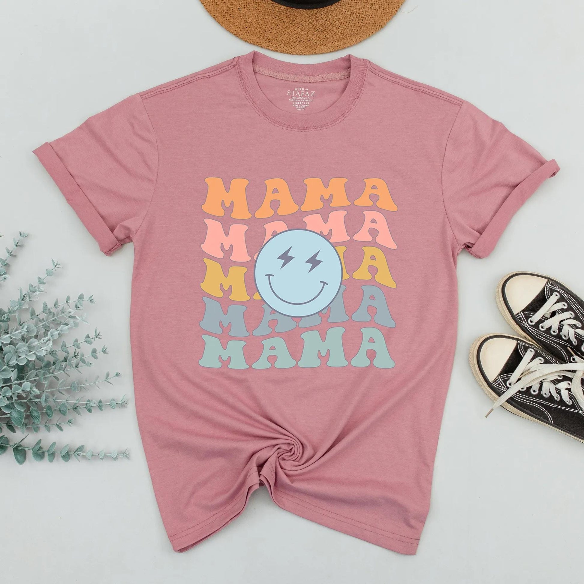 Matching Family 1st Birthday Shirts Retro One Happy Dude Bolt Eyes Smiley Design Mama Dada Mini Baby Boy Girl Peach Pink Yellow