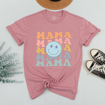 Matching Family 1st Birthday Shirts Retro One Happy Dude Bolt Eyes Smiley Design Mama Dada Mini Baby Boy Girl Peach Pink Yellow