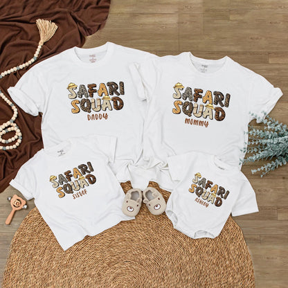 Safari Squad Family Trip Shirts – Custom Safari Birthday Tee for Dad, Mom, Kids! Personalized Wild Animal Vacation Outfits, Zoo Adventure Apparel (139 chars)
