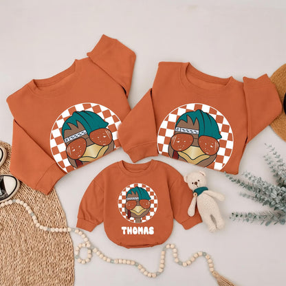 Matching Family Thanksgiving Outfits, Custom Toddler Turkey Face Sweatshirt, Baby Boy & Girl Gift, Thomas Design, Cute & Playful Thanksgiving
