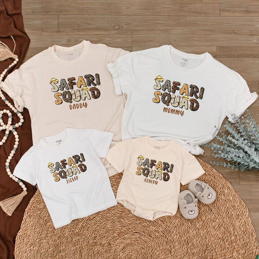 Safari Squad Family Trip Shirts – Custom Safari Birthday Tee for Dad, Mom, Kids! Personalized Wild Animal Vacation Outfits, Zoo Adventure Apparel (139 chars)