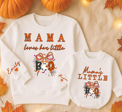 Mama loves her little Boo & Mama's Little Boo Matching Halloween Sweatshirts for Family Fun and Festive Fall Outfits
