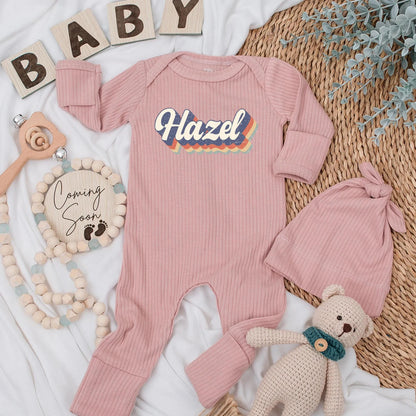 Personalized Retro Hazel Baby Bodysuit, Custom 70s Inspired Newborn Outfit, Groovy Coming Home Clothes, Baby Shower Gift, Baby Announcement 138
