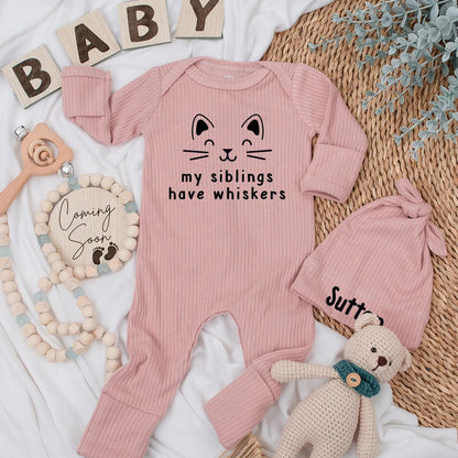 My Siblings Have Whiskers Baby Bodysuit Funny Cat Newborn Outfit Adorable Pet Lover Infant Clothes Cute Baby Shower Gift Pregnancy Announcement Idea