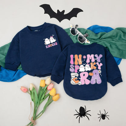Personalized In My Spooky Era Baby Romper, Retro Halloween Bodysuit, Custom Name First Halloween Outfit, Spooky Season Gift, Pink Purple Orange