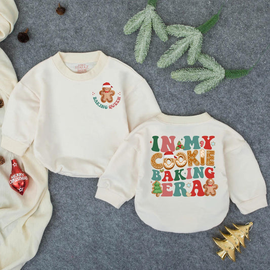 Vintage Cookie Baking Queen & In My Cookie Baking Era Baby Romper Festive Holiday Newborn Outfit First Christmas Gift Soft Cotton Cozy