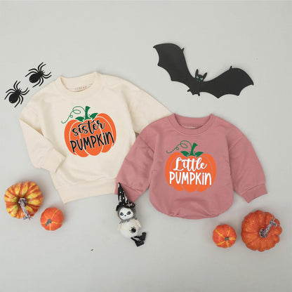 Matching Family Pumpkin Sweatshirts Dada Mama Little Pumpkin Graphic Fall Thanksgiving Outfit Orange Green Black Playful Seasonal Shirts