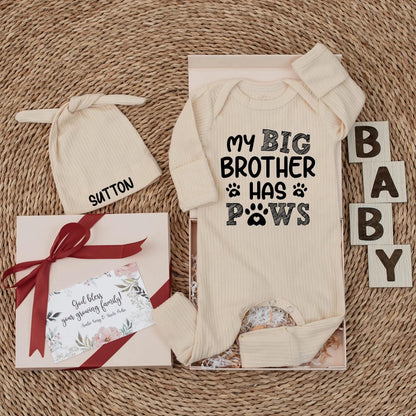 My Big Brother Has Paws Baby Bodysuit Funny Dog Newborn Outfit Pet Lover Baby Shower Gift Sibling Clothes Coming Home Boy Girl Paw Print Gift