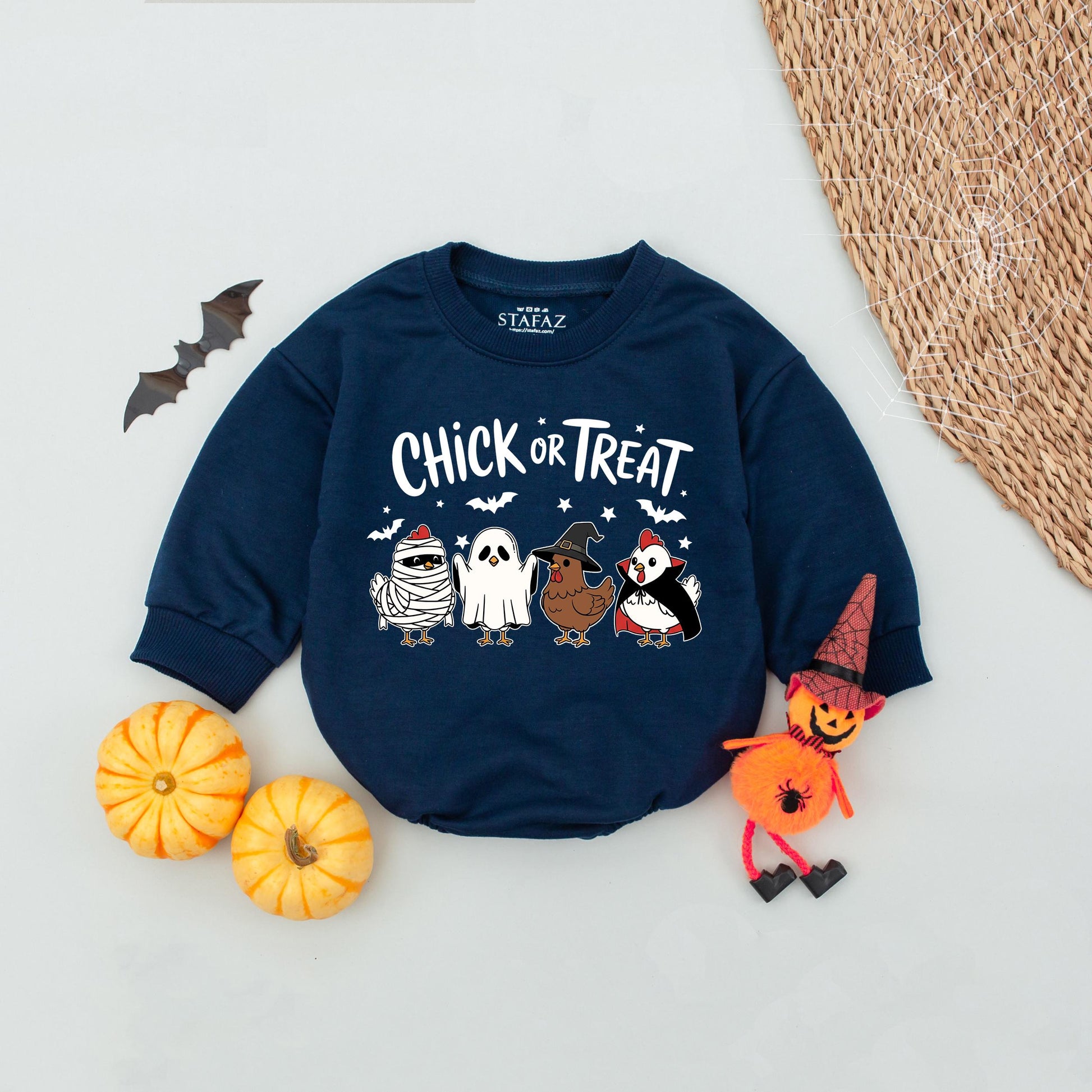 Chick or Treat Halloween Baby Romper Cute Spooky Chicken Ghost Witch Vampire Outfits First Halloween Fall Baby Shower Gift