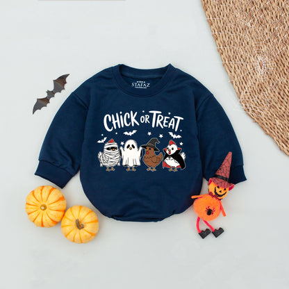 Chick or Treat Halloween Baby Romper Cute Spooky Chicken Ghost Witch Vampire Outfits First Halloween Fall Baby Shower Gift