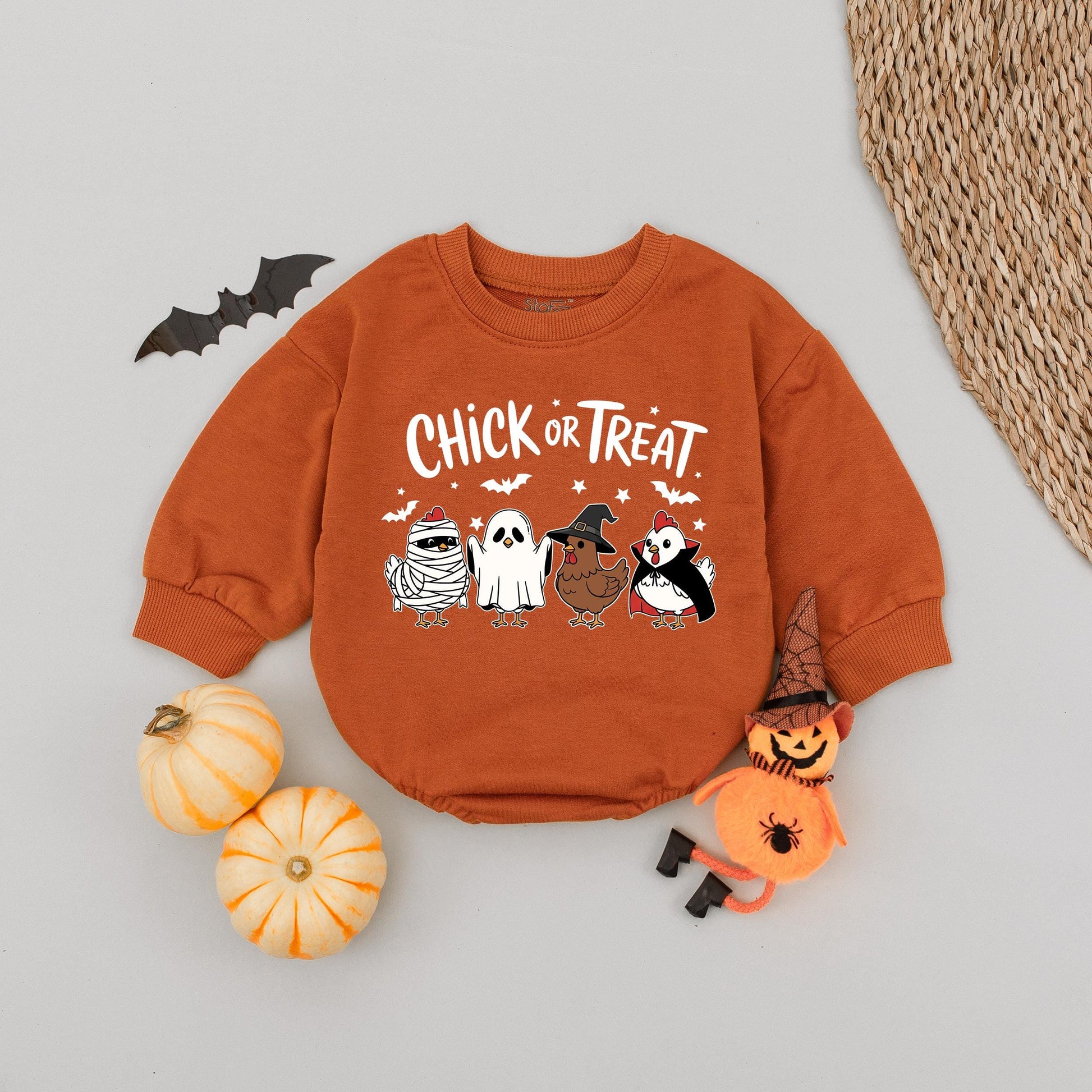 Chick or Treat Halloween Baby Romper Cute Spooky Chicken Ghost Witch Vampire Outfits First Halloween Fall Baby Shower Gift