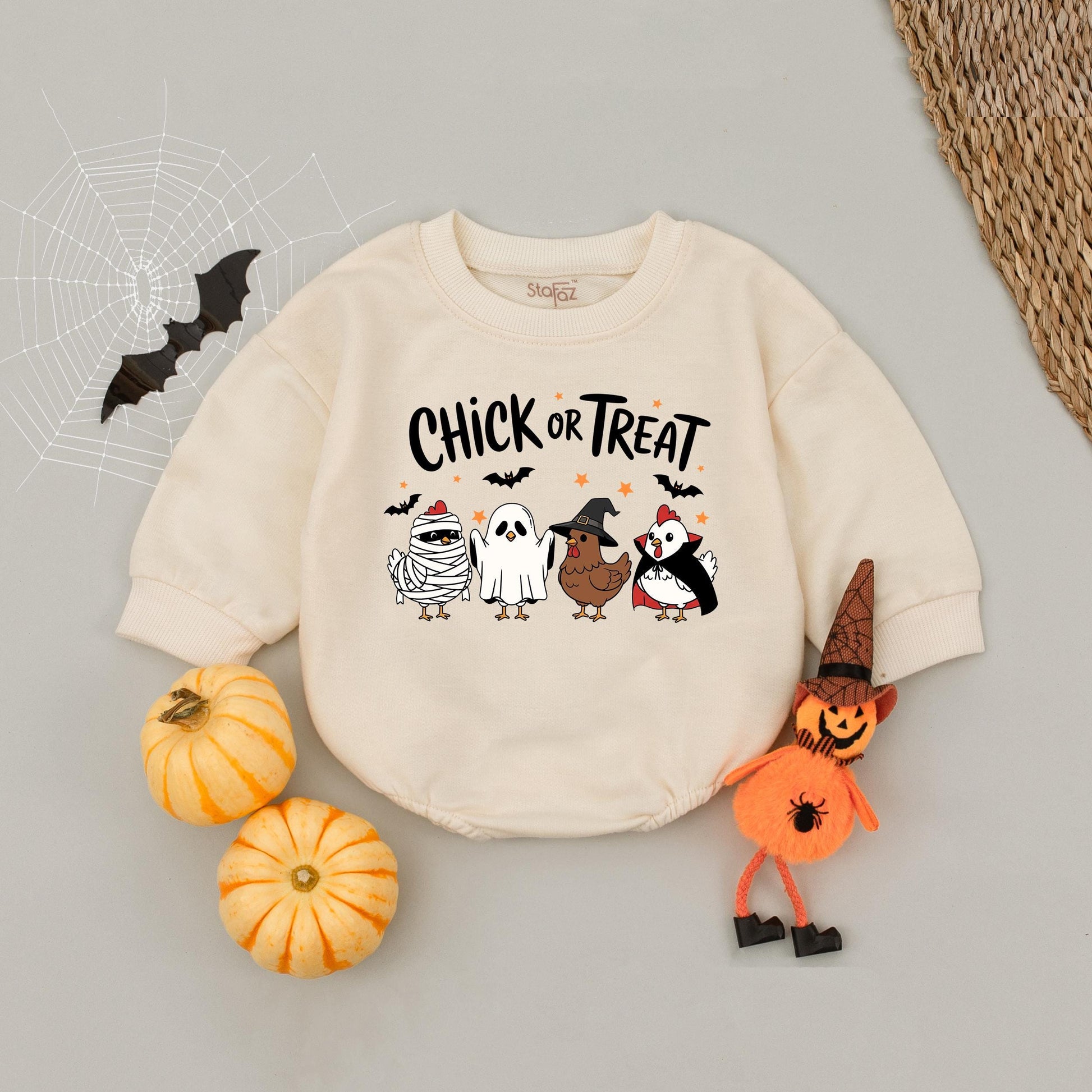 Chick or Treat Halloween Baby Romper Cute Spooky Chicken Ghost Witch Vampire Outfits First Halloween Fall Baby Shower Gift