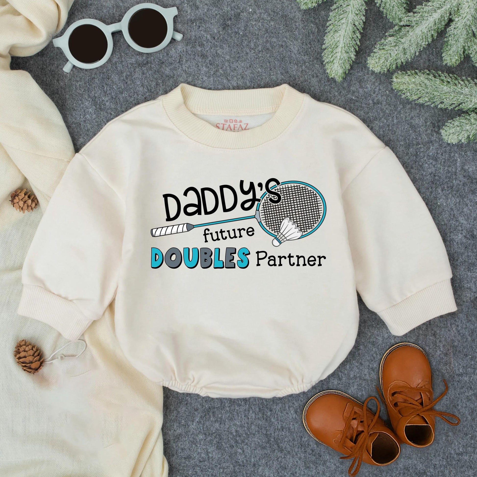 Daddy’s Future Doubles Partner Baby Romper Cute Badminton Infant Outfit Sports Toddler Bodysuit Athlete Baby Clothes