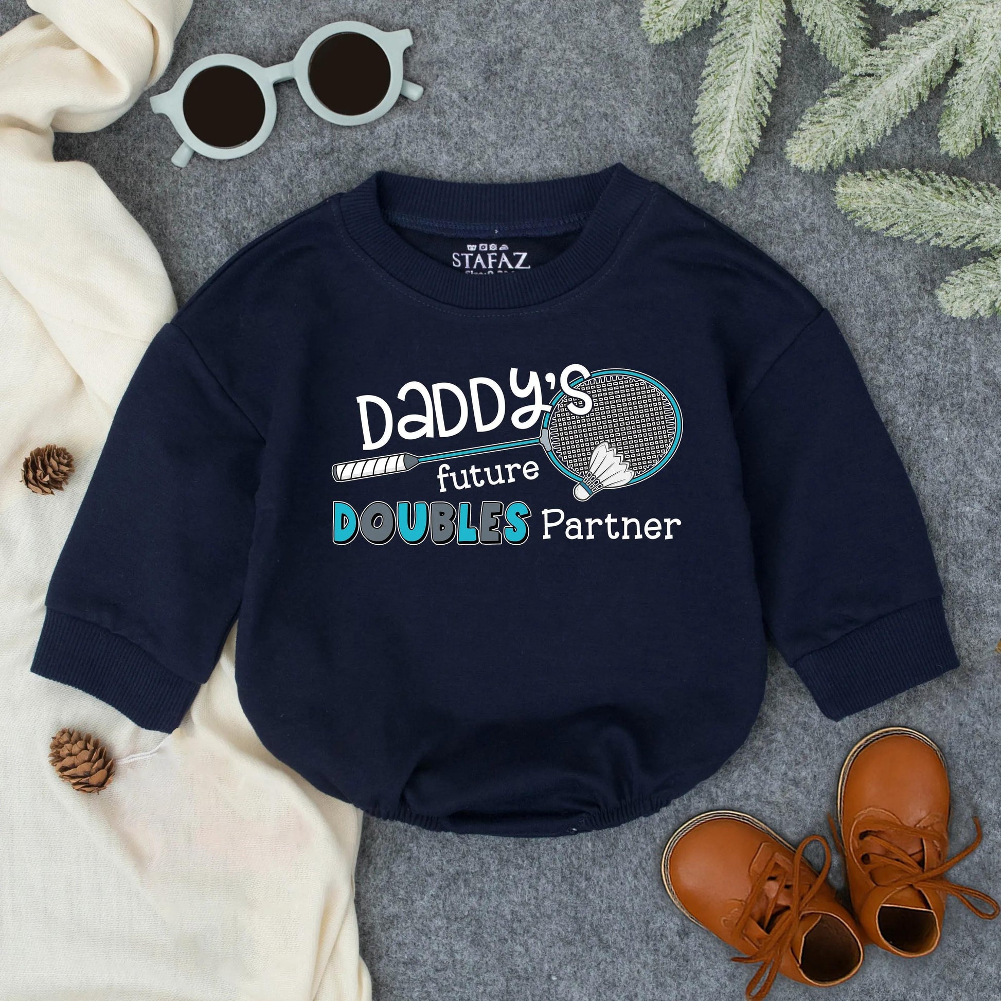 Daddy’s Future Doubles Partner Baby Romper Cute Badminton Infant Outfit Sports Toddler Bodysuit Athlete Baby Clothes