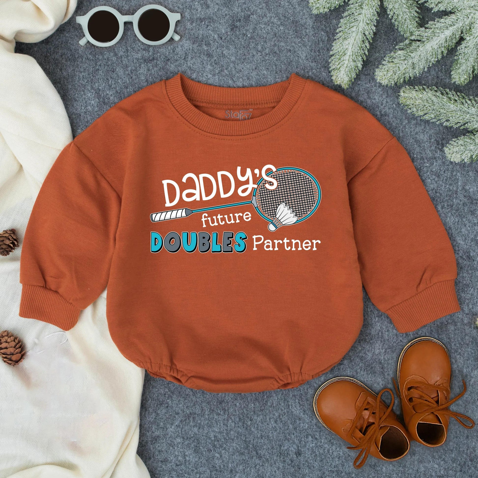 Daddy’s Future Doubles Partner Baby Romper Cute Badminton Infant Outfit Sports Toddler Bodysuit Athlete Baby Clothes