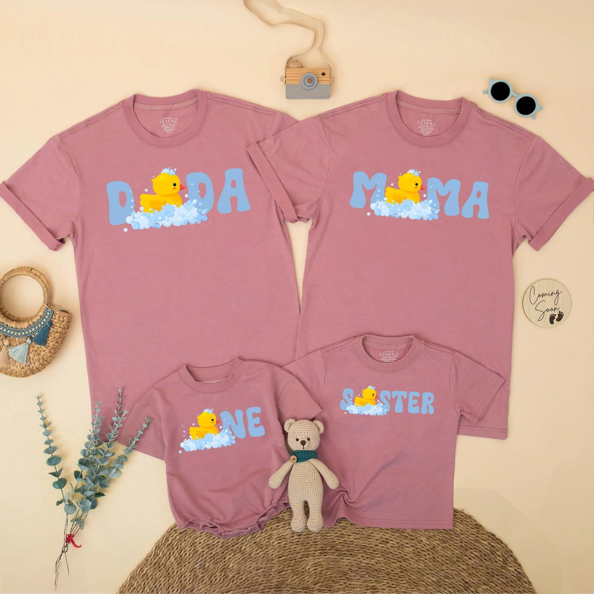 One Lucky Duck Family Birthday Shirts, Cute Ducky 1st Birthday Boy or Girl Outfit, Matching Mama Dada Sister One Year Old Party, Soft Cotton 