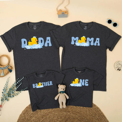 One Lucky Duck Family Birthday Shirts, Cute Ducky 1st Birthday Boy or Girl Outfit, Matching Mama Dada Sister One Year Old Party, Soft Cotton 