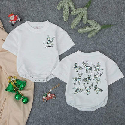 Personalized Duck & Deer Camo Baby Romper | Boy's Hunting Outfit with Jayden Name | Custom Deer Hunting Baby Gift