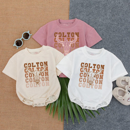 Personalized Colton Cowboy Baby Romper Custom Name Western Boy Bodysuit Newborn Country Gift