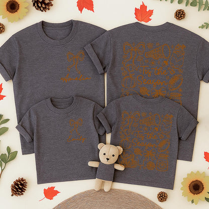 Tis the Season Football Romper & Tee Set for Baby & Toddler Fall Game Day Fun Bow & Pumpkin Design in Tan/Brown Whimsical Autumn Outfit 138
