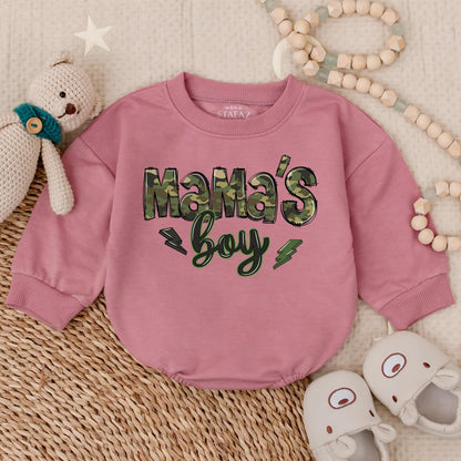 Mama's Boy Bubble Romper Camo Script Green Lightning Bolts Southern Baby Boy Coming Home Outfit New Mom Gift