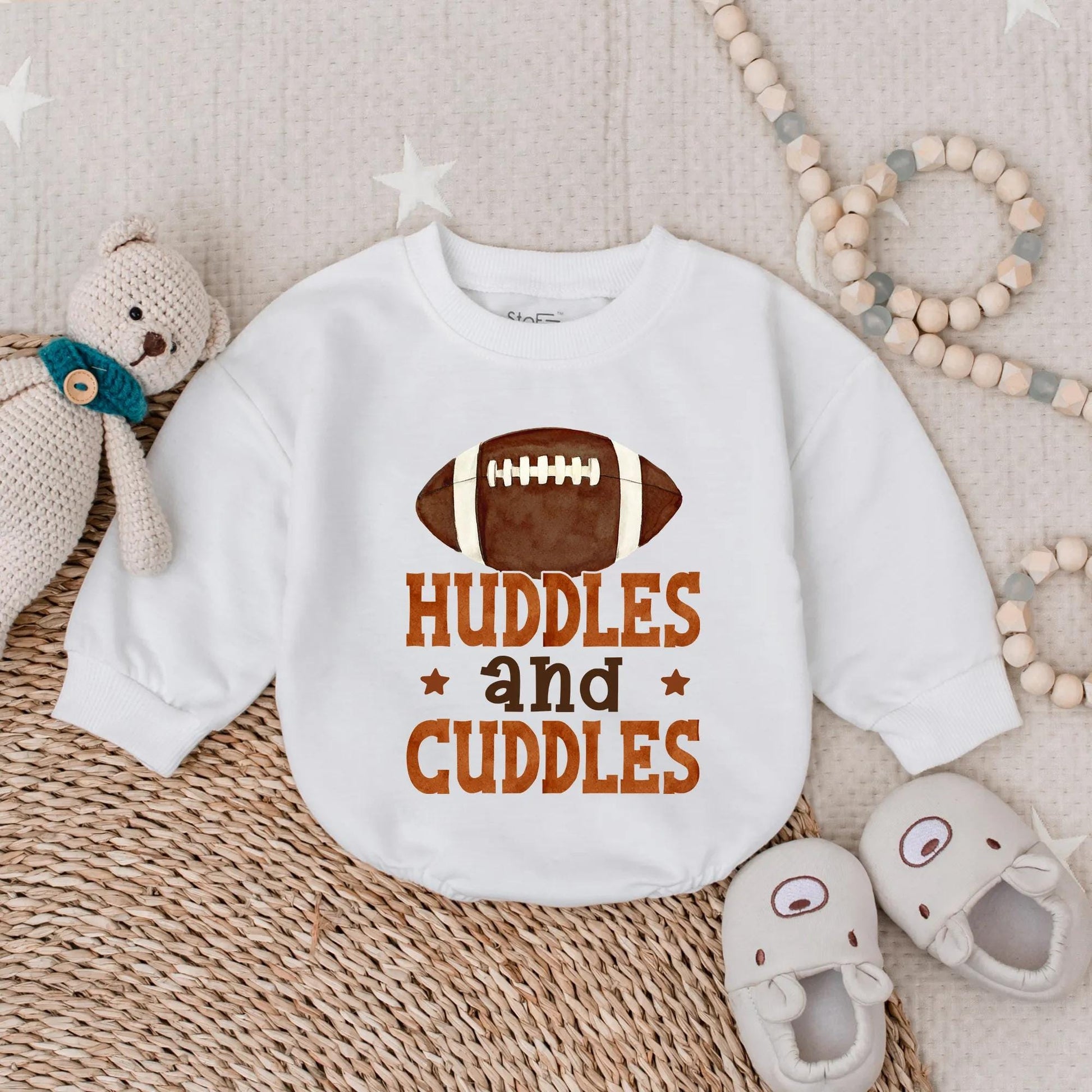 Huddles & Cuddles Baby Boy Football Romper, Newborn Game Day Outfit, Brown Football Graphic, Baby Boy Clothes, Coming Home Gift