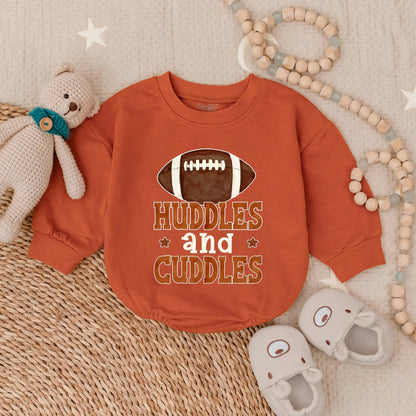 Huddles & Cuddles Baby Boy Football Romper, Newborn Game Day Outfit, Brown Football Graphic, Baby Boy Clothes, Coming Home Gift