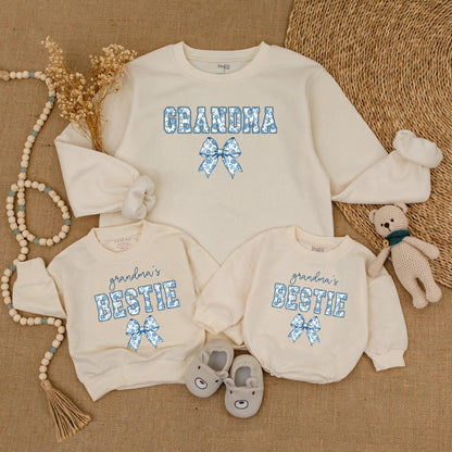 Sweet Blue Floral Grandma & Grandma's Bestie Matching Sweatshirts Cozy Gift for Her