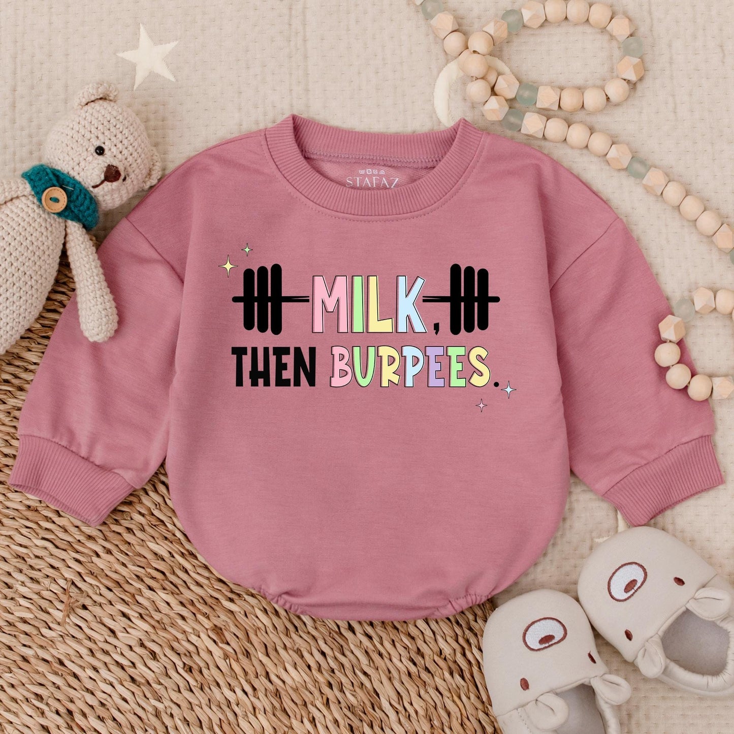 Milk Then Burpees Baby Romper Workout Outfit Newborn Gift Gym Clothes Sporty Infant Boy Girl Summer Romper Baby Shower Gift