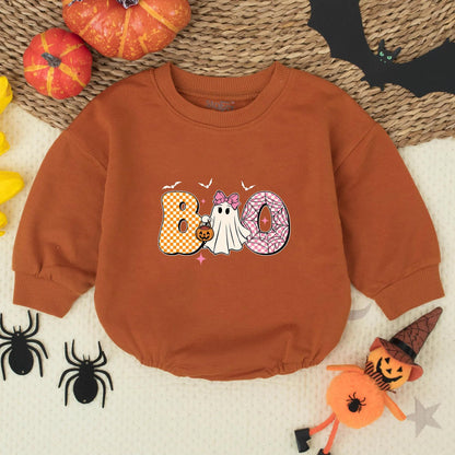 Cute Boo Ghost Toddler Sweatshirt, Halloween Kids Tee, Playful Cartoon Shirt with Bats & Stars, Girly Halloween Outfit, Soft Cotton Fall Shirt 139