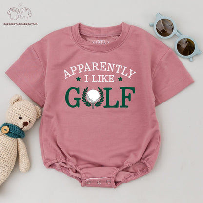 Apparently I Like Golf Baby Romper Vintage Golf Ball Tee Toddler Bodysuit Cute Golf Gift
