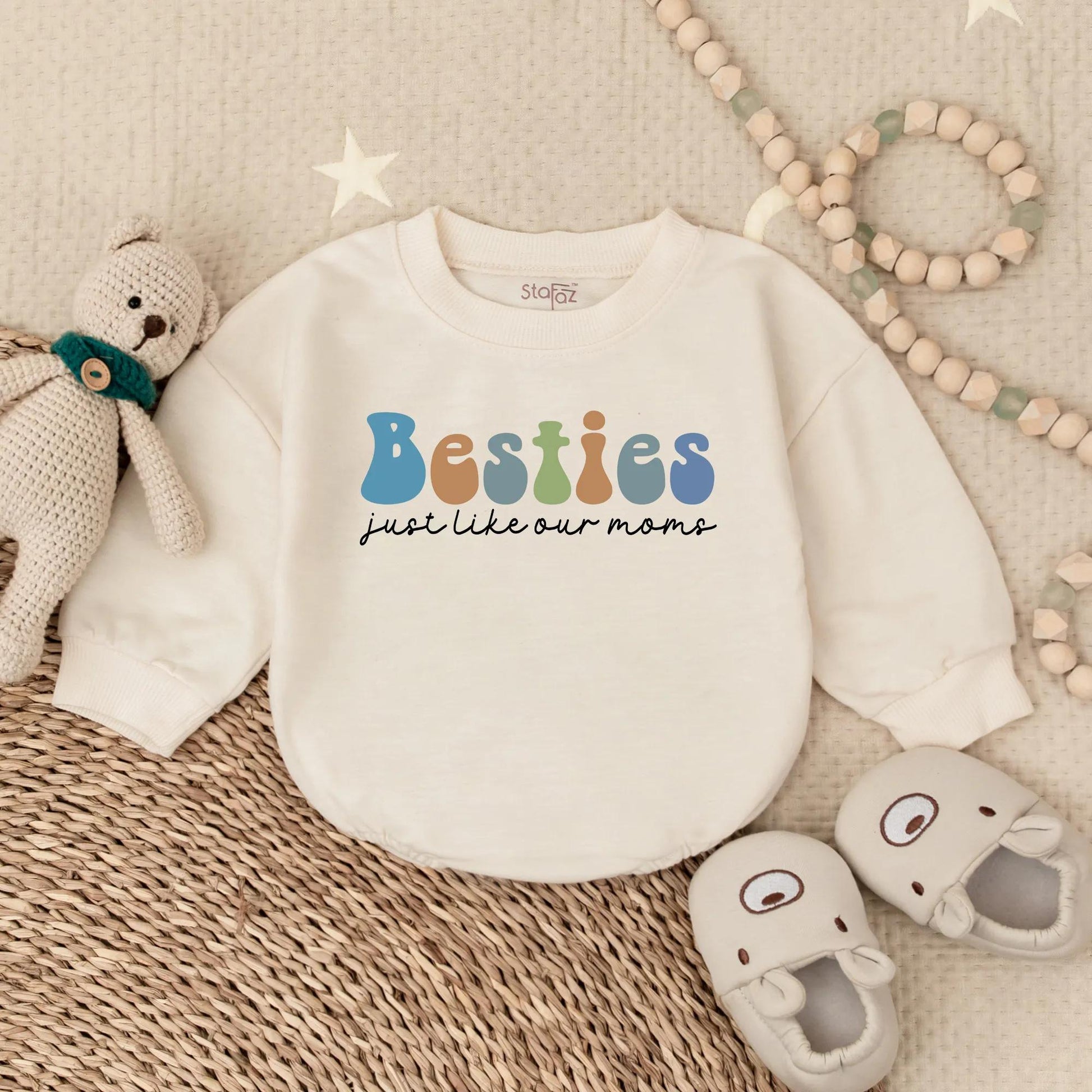 Besties Just Like Our Moms Bubble Romper Cute Matching Baby Outfit Toddler Gift Friends Retro Style Adorable Infant Clothes