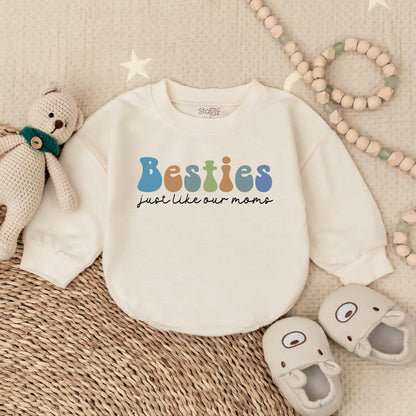 Besties Just Like Our Moms Bubble Romper Cute Matching Baby Outfit Toddler Gift Friends Retro Style Adorable Infant Clothes