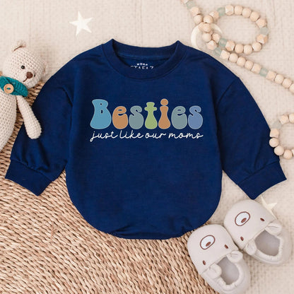 Besties Just Like Our Moms Bubble Romper Cute Matching Baby Outfit Toddler Gift Friends Retro Style Adorable Infant Clothes
