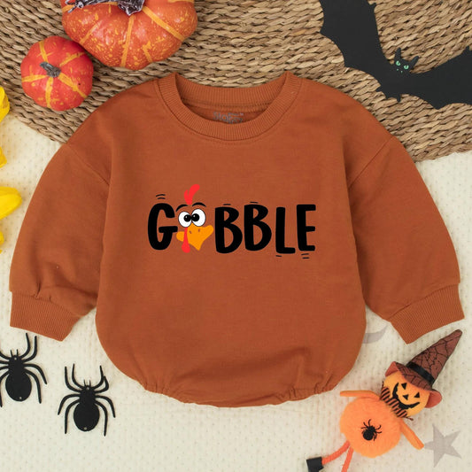 Gobble Turkey Romper Baby Bodysuit Cute Fall Thanksgiving Outfit Unisex Infant Clothes for Boys Girls Toddlers Baby Shower Gift