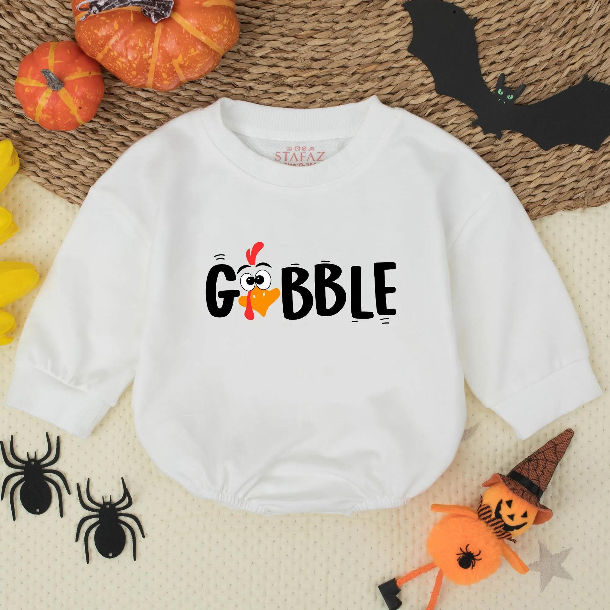 Gobble Turkey Romper Baby Bodysuit Cute Fall Thanksgiving Outfit Unisex Infant Clothes for Boys Girls Toddlers Baby Shower Gift