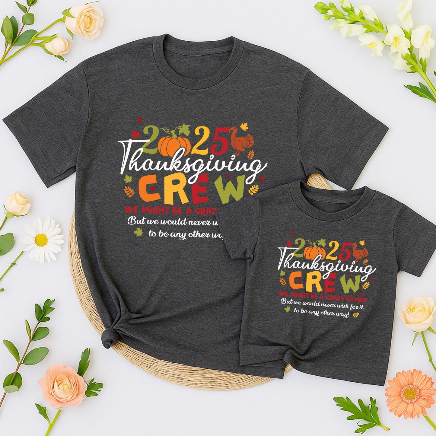 Thanksgiving Crew 2025 Shirt Fall Family Matching Tees Holiday Outfits