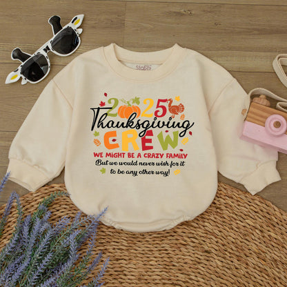 Thanksgiving CREW Family Matching 2025 Fall Outfit | Turkey & Pumpkin Baby Romper, Holiday Shirts, Fall Family Tee