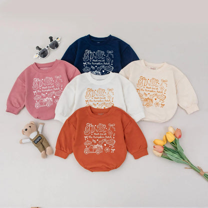 Meet Me at The Pumpkin Patch Bubble Romper Adorable Orange Autumn Baby Clothes Cozy Fall First Thanksgiving Gift Infant