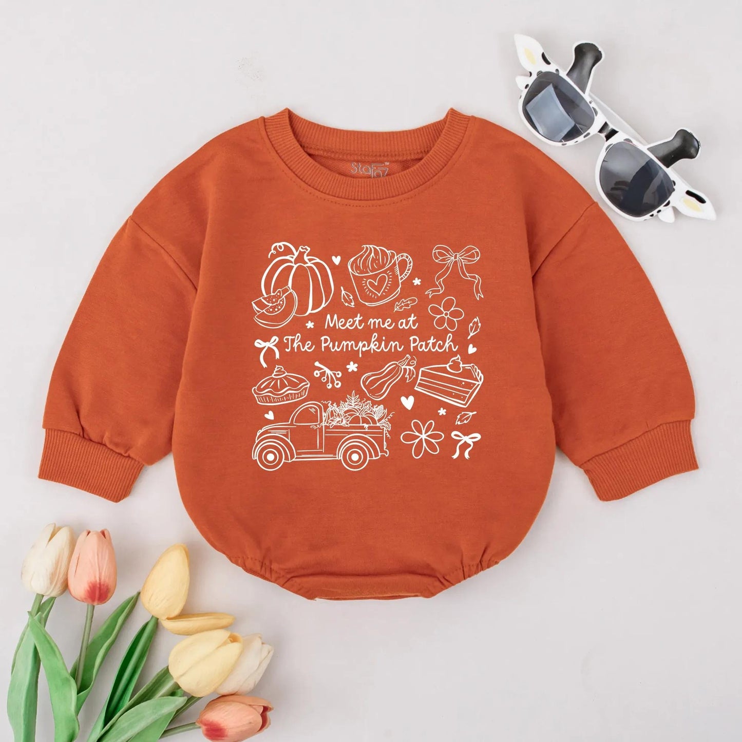 Meet Me at The Pumpkin Patch Bubble Romper Adorable Orange Autumn Baby Clothes Cozy Fall First Thanksgiving Gift Infant