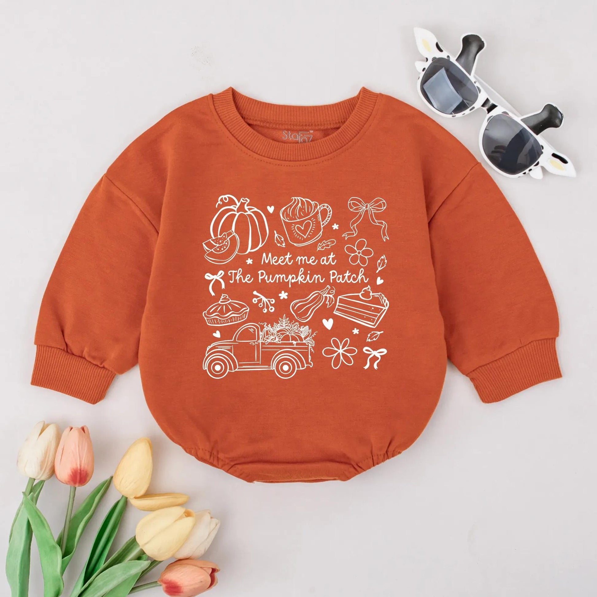 Meet Me at The Pumpkin Patch Bubble Romper Adorable Orange Autumn Baby Clothes Cozy Fall First Thanksgiving Gift Infant