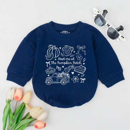 Meet Me at The Pumpkin Patch Bubble Romper Adorable Orange Autumn Baby Clothes Cozy Fall First Thanksgiving Gift Infant