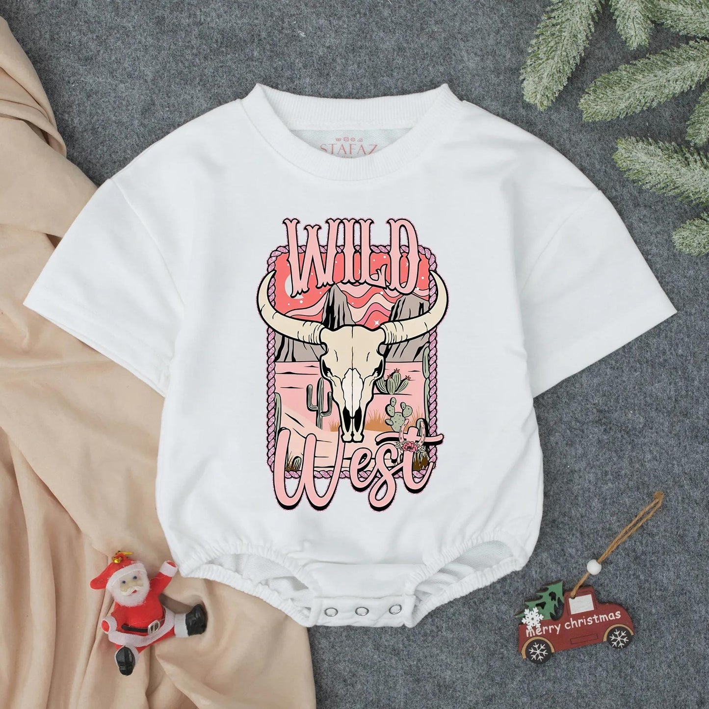Pink Wild West Cowgirl Baby Bubble Romper Adorable Western Bodysuit for Baby Girls Perfect Baby Shower or Coming Home Outfit