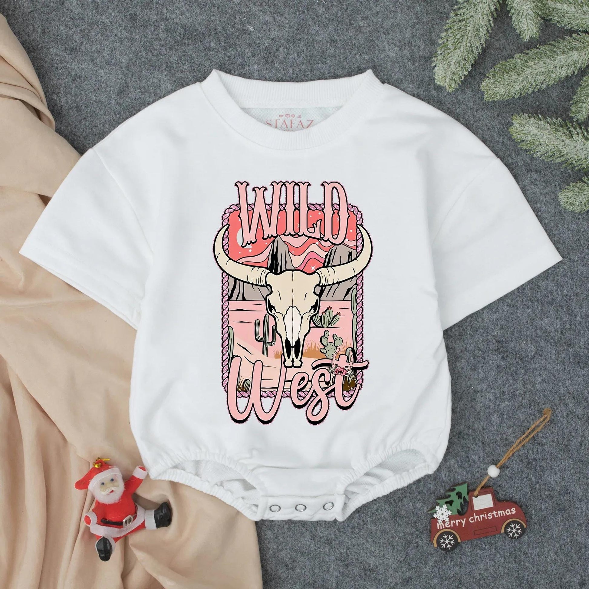 Pink Wild West Cowgirl Baby Bubble Romper Adorable Western Bodysuit for Baby Girls Perfect Baby Shower or Coming Home Outfit
