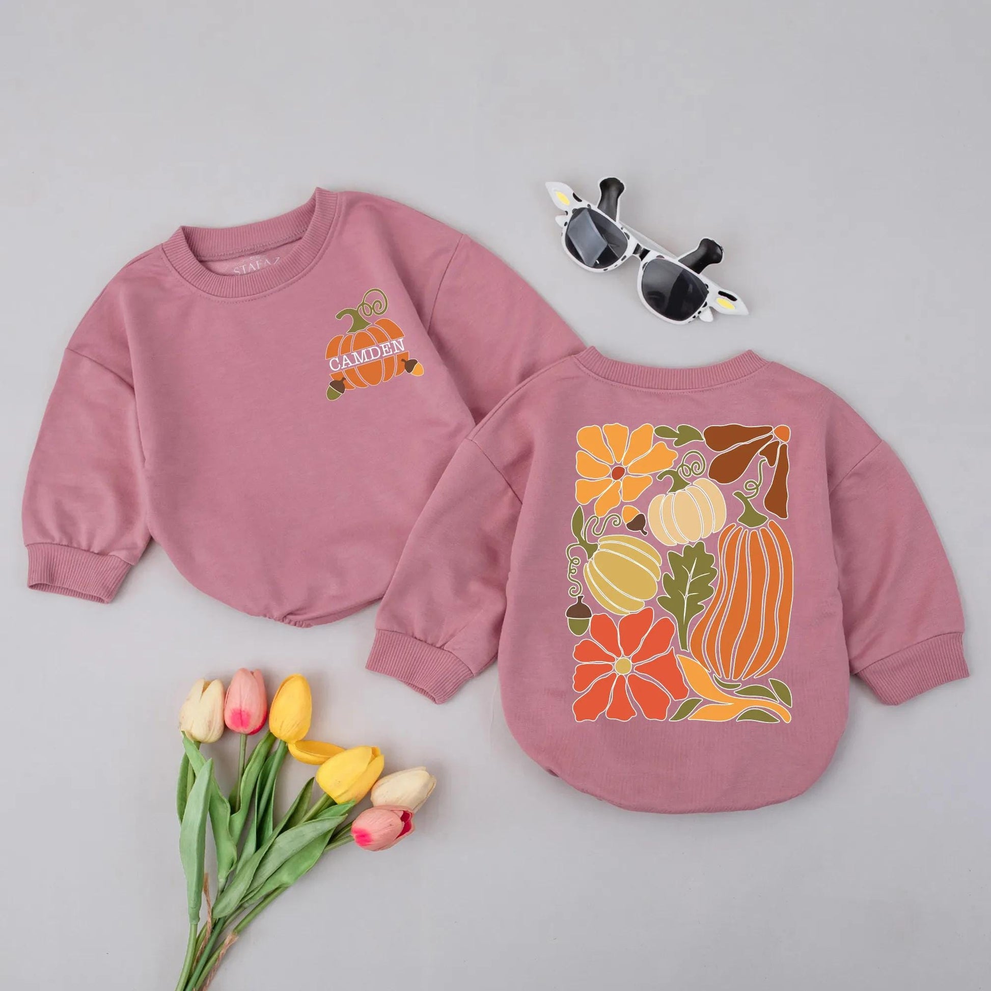 Custom Name Pumpkin Season Bubble Romper Cute Thanksgiving Bodysuit Sweet Pumpkin Baby Shower Outfit Cozy Fall Baby Gift Newborn Clothes