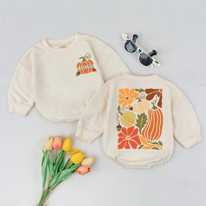 Custom Name Pumpkin Season Bubble Romper Cute Thanksgiving Bodysuit Sweet Pumpkin Baby Shower Outfit Cozy Fall Baby Gift Newborn Clothes