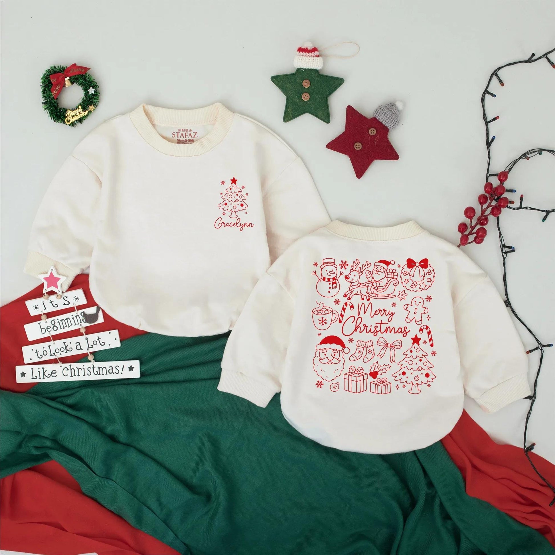Custom "Gracelynn" Vintage Christmas Romper Merry Christmas Baby Outfit Newborn Bodysuit Festive Baby Clothes