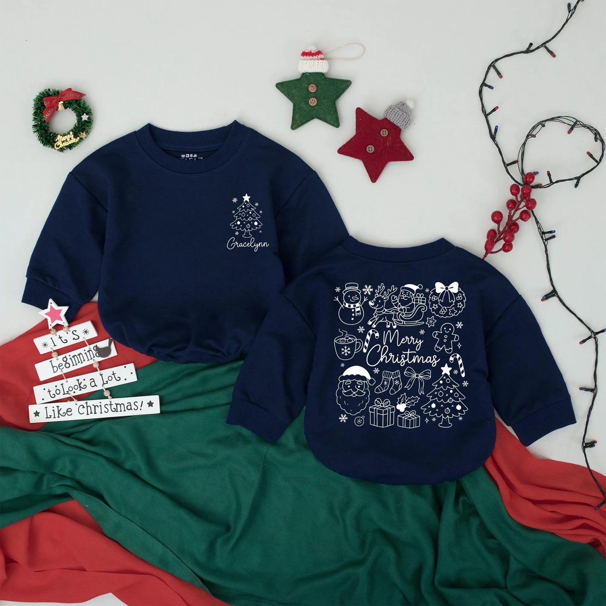 Custom "Gracelynn" Vintage Christmas Romper Merry Christmas Baby Outfit Newborn Bodysuit Festive Baby Clothes